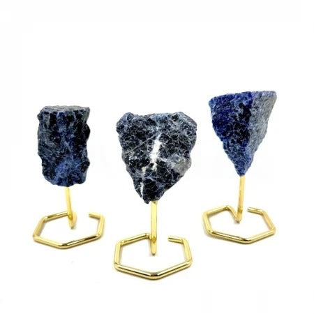 Rough Sodalite with metal stand - MINI