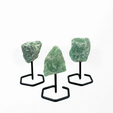 Rough Green Quartz with metal stand - MINI