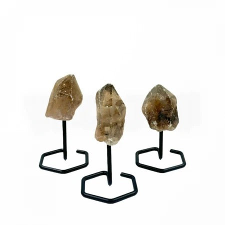 Rough Smoky Quartz with Metal stand - MINI