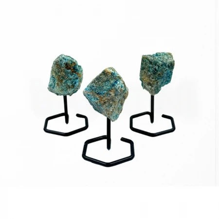 Rough Blue Apatite with metal Stand - MINI