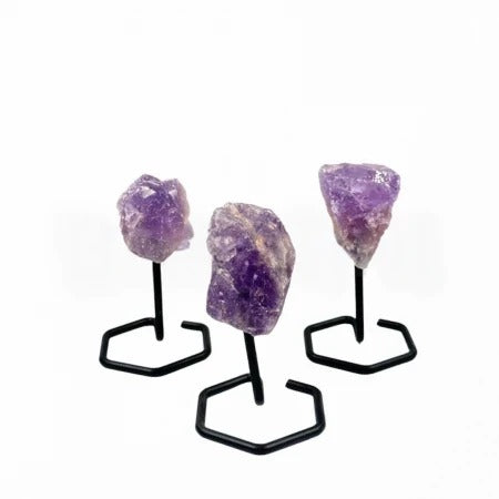 Rough Amethyst with metal stand - MINI