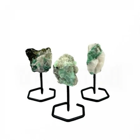 Rough Emerald with metal stand - MINI