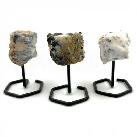 Rough Chalcedony with metal stand - MINI