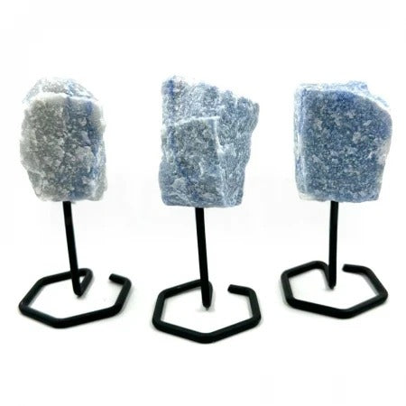 Rough Blue Quartz with metal stand - MINI