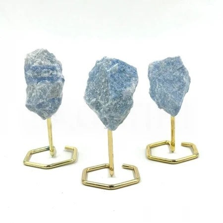 Rough Blue Quartz with metal stand - MINI