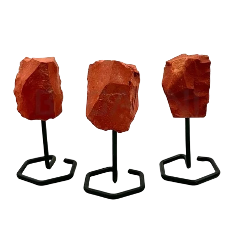 Rough Red Jasper with metal stand - MINI