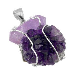 Biterminated Stone with Amethyst Druse Pendant