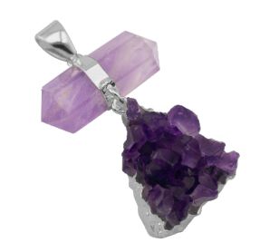 Biterminated Stone with Amethyst Druse Pendant