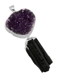 Amethyst Druse with Tourmaline