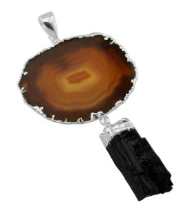 Agate Slice with Tourmaline