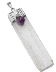 Selenite with Amethyst Pendant