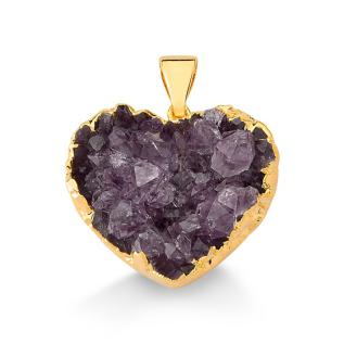 ( Small ) Amethyst Heart Druse Pendant