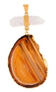 Crystal with Agate Slice Pendant