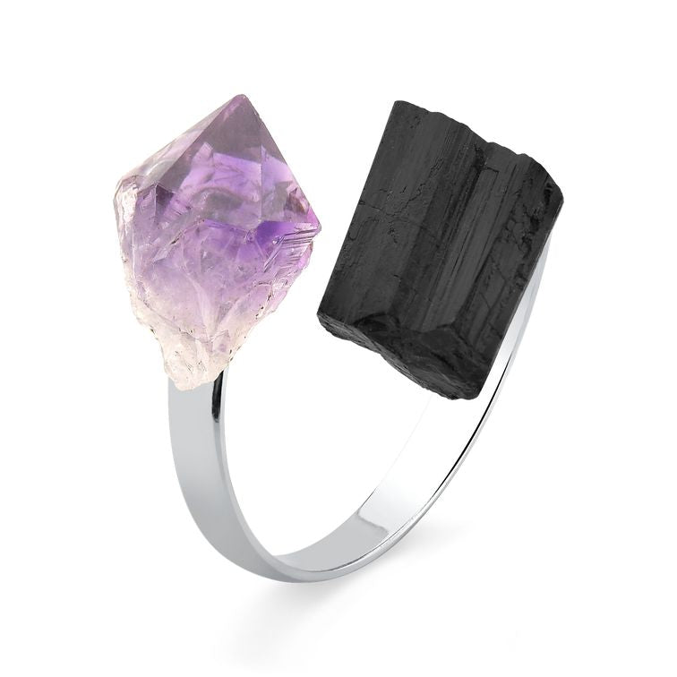 Amethyst with Tourmaline Ring