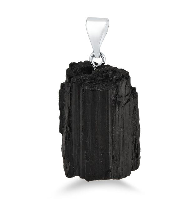 Black Tourmaline Rough Pendant