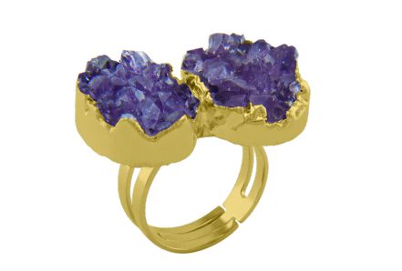 Double Crown amethyst druse Ring