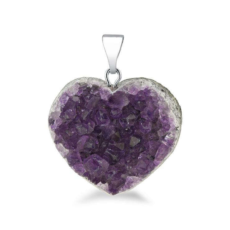 Amethyst Heart Druze Pendant