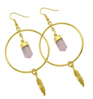 Feather Hoop Crystal Earring