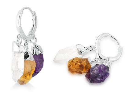 Tripe Crystal - Amethyst Citrine and Crystal Earring