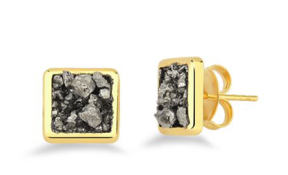 Square Pyrite Earring