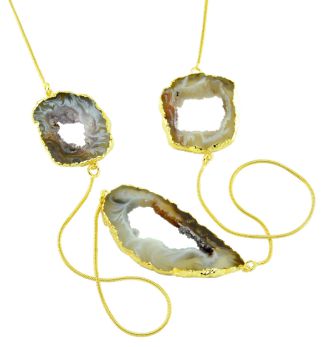 Triple natural geode Necklace