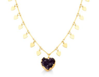 Amethyst heart druse Necklace