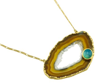 Agate Slice with Crystal Necklace