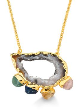 Natural Geode with Tumble Stones Necklace